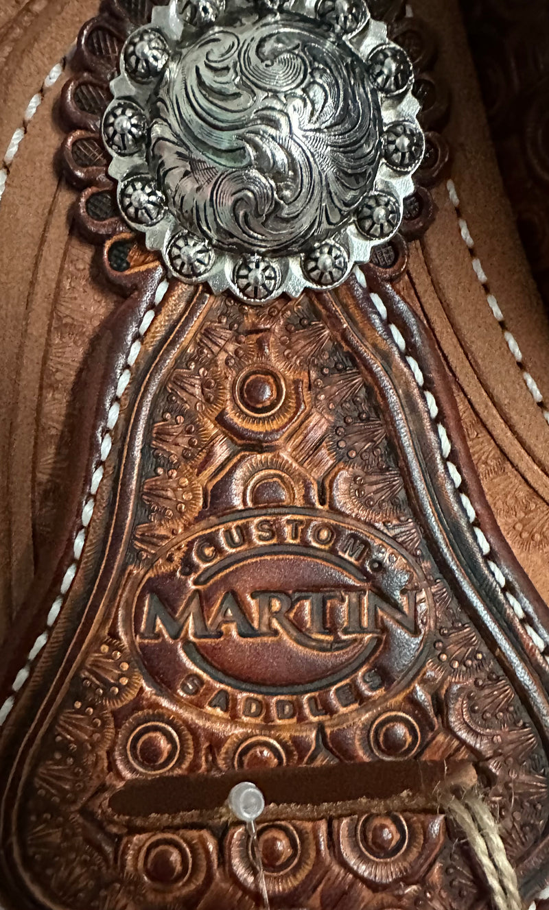 Load image into Gallery viewer, Martin Saddlery 1/8 Geometric Boombox Team Roper Saddle  - 14.5”
