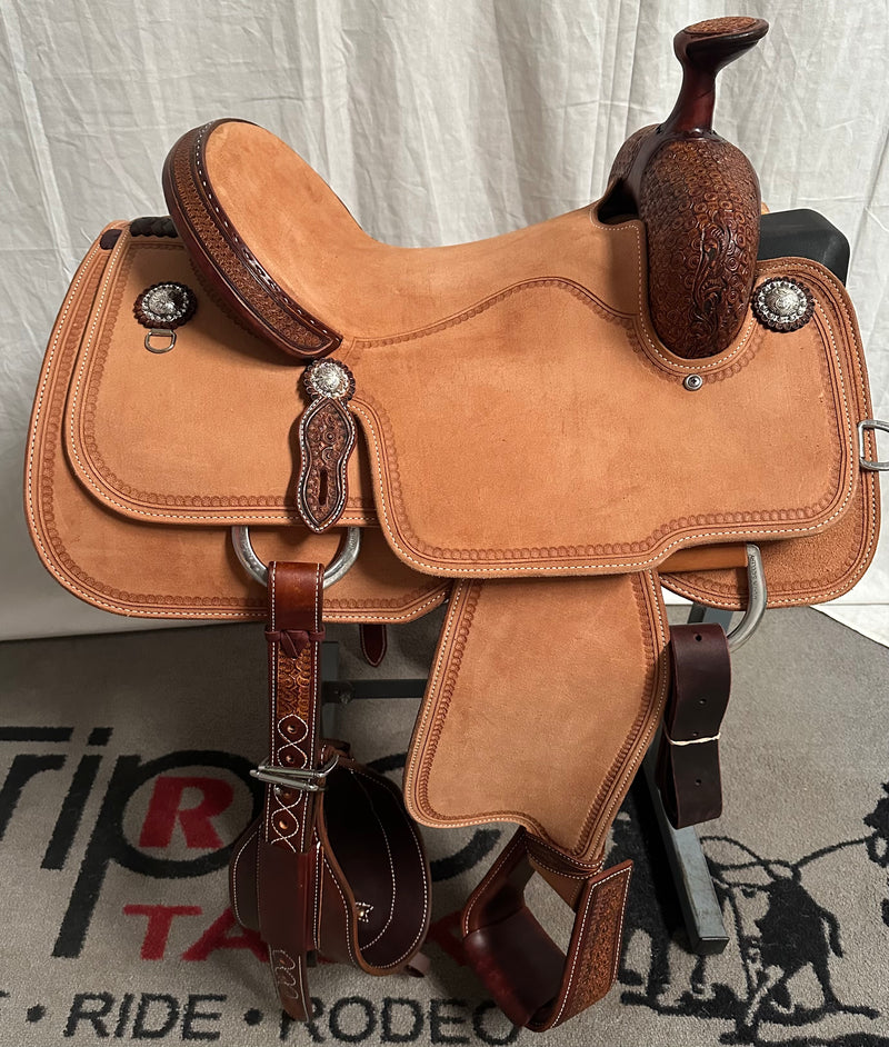 Load image into Gallery viewer, Martin Saddlery 1/8 Geometric Boombox Team Roper Saddle  - 14.5”
