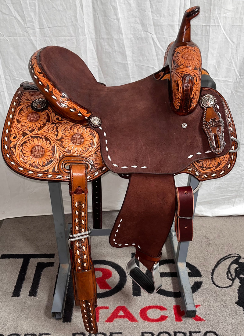 Load image into Gallery viewer, ST BR450 Buckstitch Barrel Saddle 14.5"
