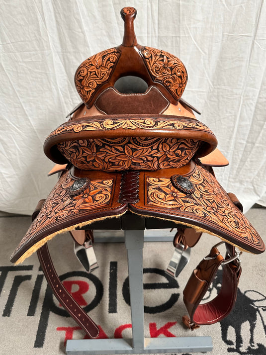 ST 1/2 Floral Star Barrel Saddle 14"