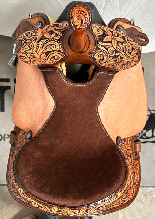 ST 1/2 Floral Star Barrel Saddle 14"
