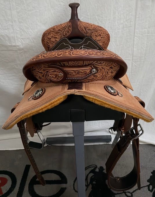 Martin Saddlery Fearless 1/8 Floral Barrel Saddle - 14.5"