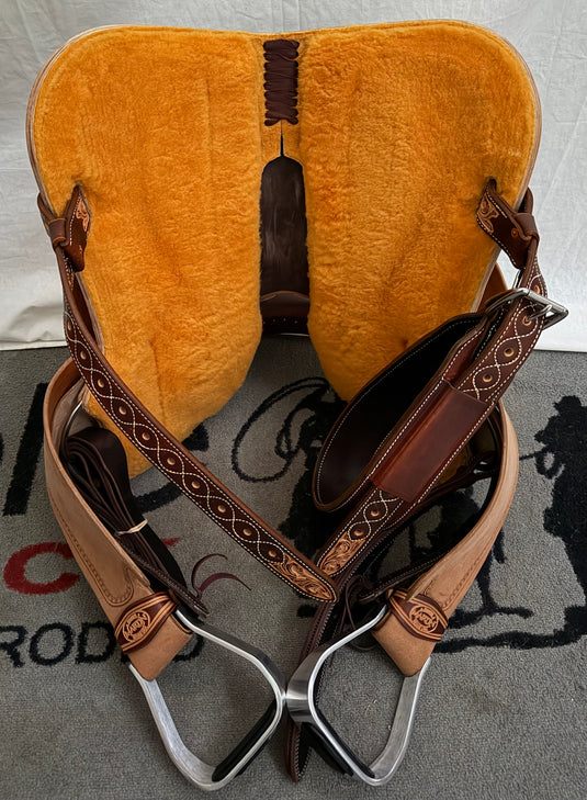 Martin Saddlery Fearless 1/8 Floral Barrel Saddle - 14.5"