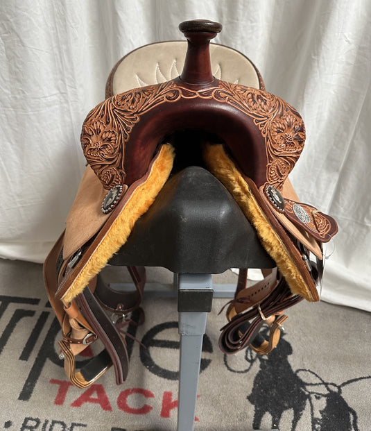 Martin Saddlery Stingray Natural Floral Barrel Saddle 13.5"