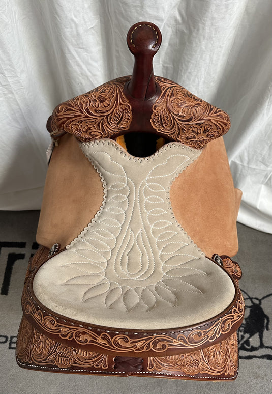 Martin Saddlery Stingray Natural Floral Barrel Saddle 13.5"