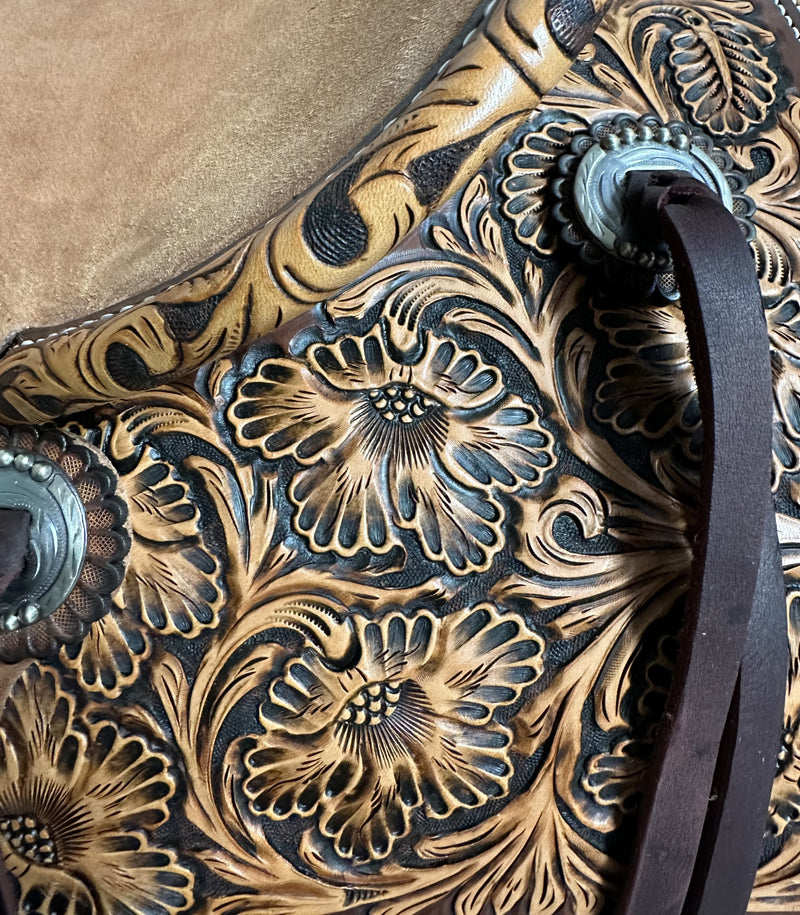 Load image into Gallery viewer, Martin Saddlery Performance Natural Floral Saddle 16.5"
