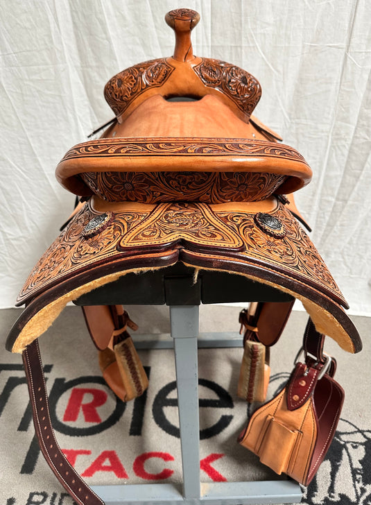 ST 1/2 Floral Team Roper Saddle 14.5"