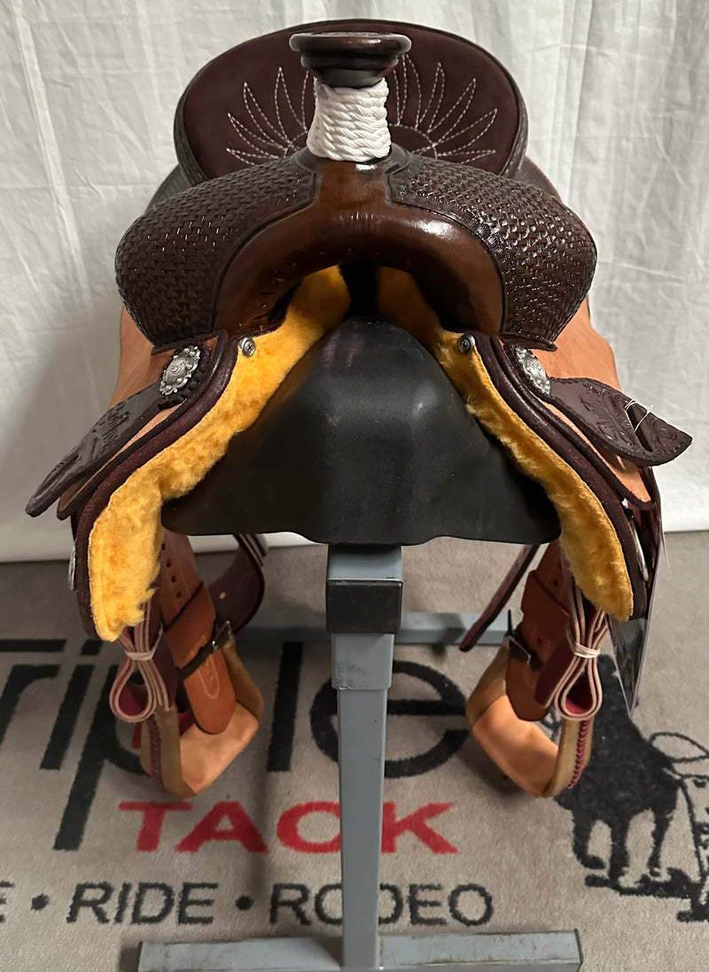 Load image into Gallery viewer, ST 1/4 Geometric Mini Basket Team Roper Saddle 15"
