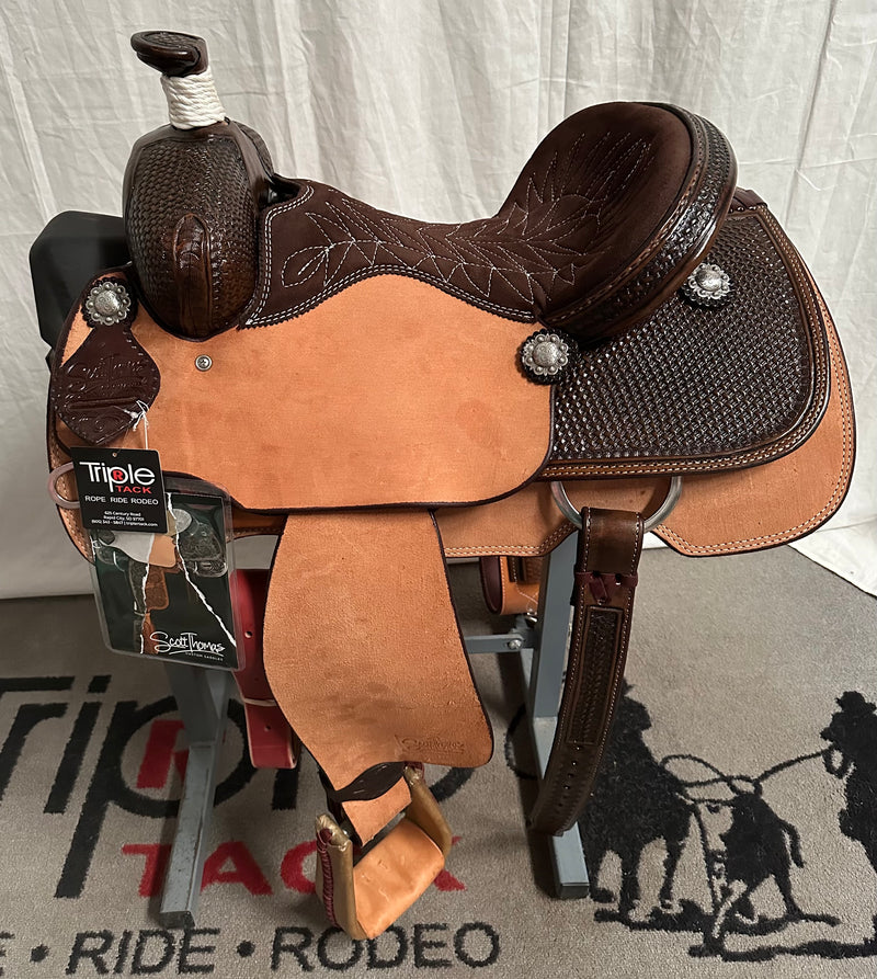 Load image into Gallery viewer, ST 1/4 Geometric Mini Basket Team Roper Saddle 15"
