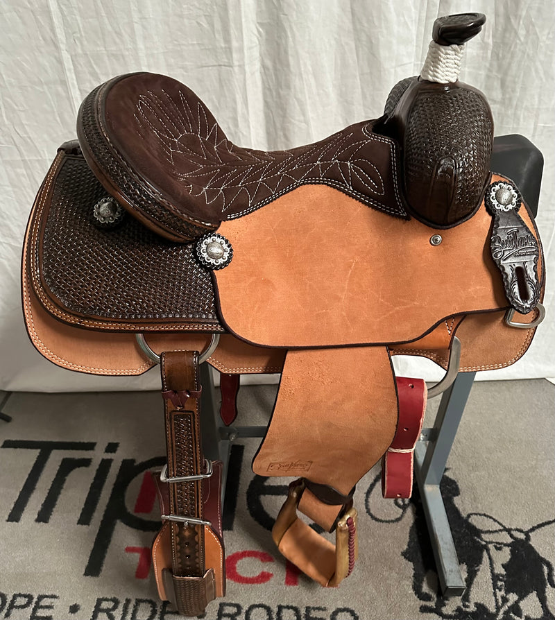 Load image into Gallery viewer, ST 1/4 Geometric Mini Basket Team Roper Saddle 15"
