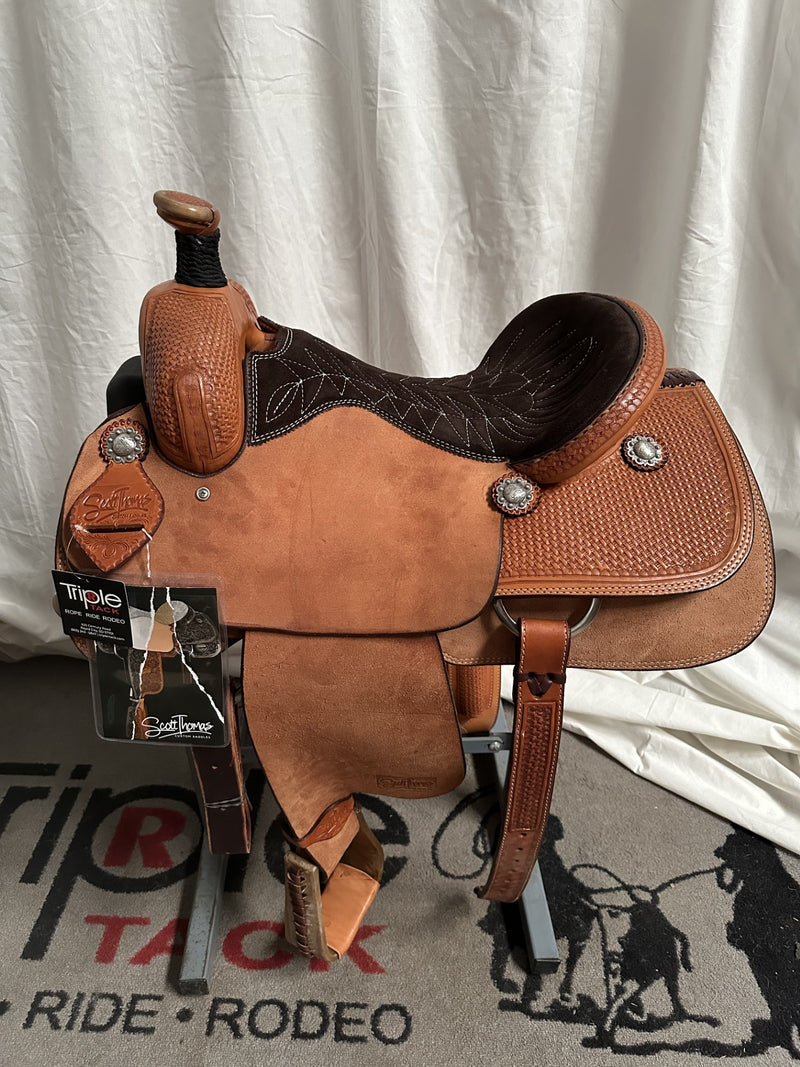 Load image into Gallery viewer, ST 1/4 Geometric Mini Basket Team Roper Saddle 16"
