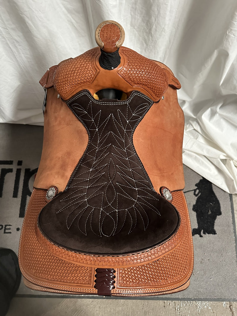 Load image into Gallery viewer, ST 1/4 Geometric Mini Basket Team Roper Saddle 16"
