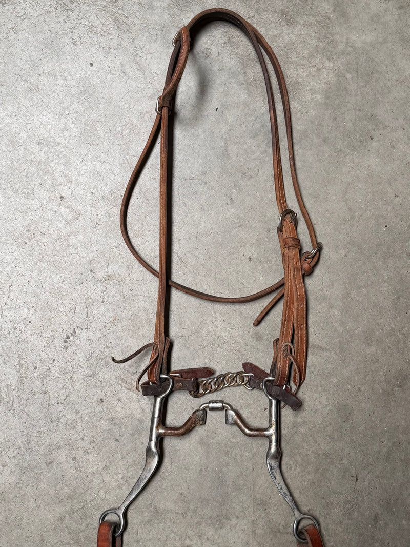 Load image into Gallery viewer, Used Bridle Set - One Ear with Throatlatch, TOKLAT Mylers Correctional Wide Port Bit, Split Reins
