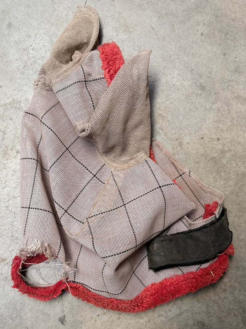 Load image into Gallery viewer, Used Mesh Fly Mask w/ Ears - Gray/Red
