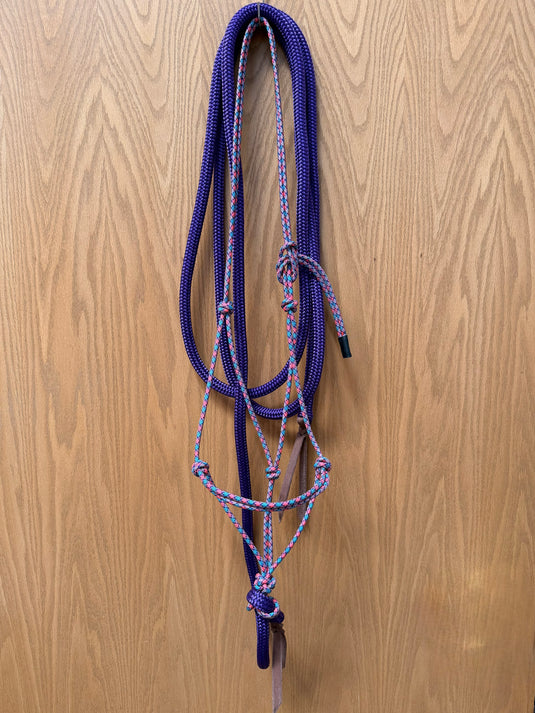 BHB Paracord Halter & 12.5’ Lead - Pink/Turquoise / Purple Tracer