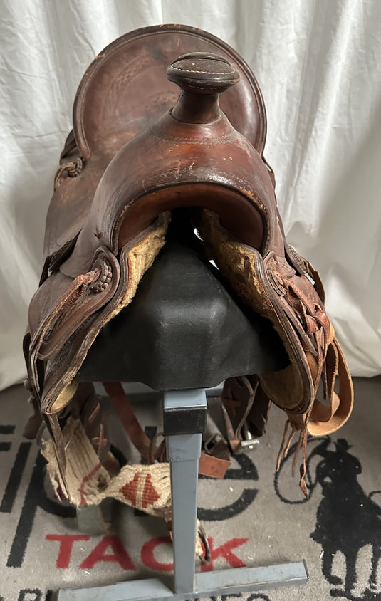 Used Vintage A-Fork Roping Saddle 15.5"