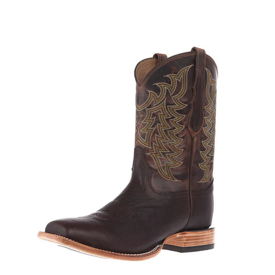 Tony Lama 11" Alfredo Brown American Bison Wide Square Toe Boot - Brown