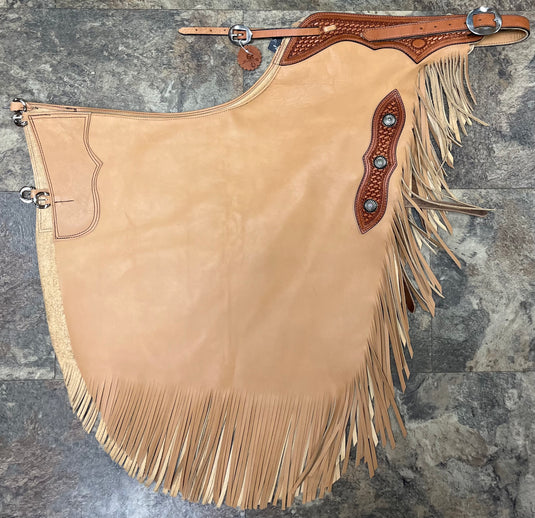 Oil Tan Chinks - Basketweave/Conchos