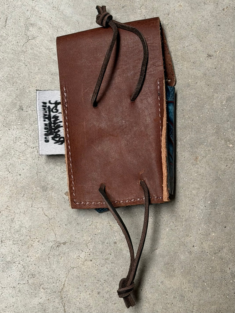 Load image into Gallery viewer, Used Rockin’ A Custom Leather Powder Holder - Turquoise Embossed Pink Roses
