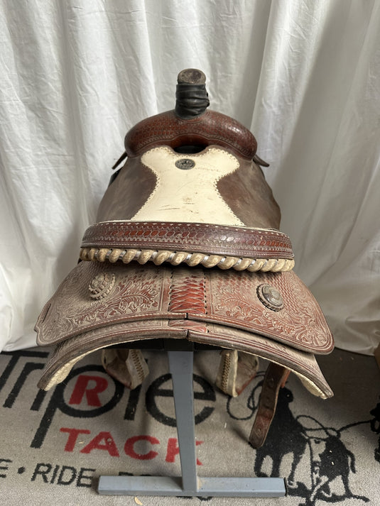 Used Dale Martin 7/8 Floral Team Roper Saddle 15"
