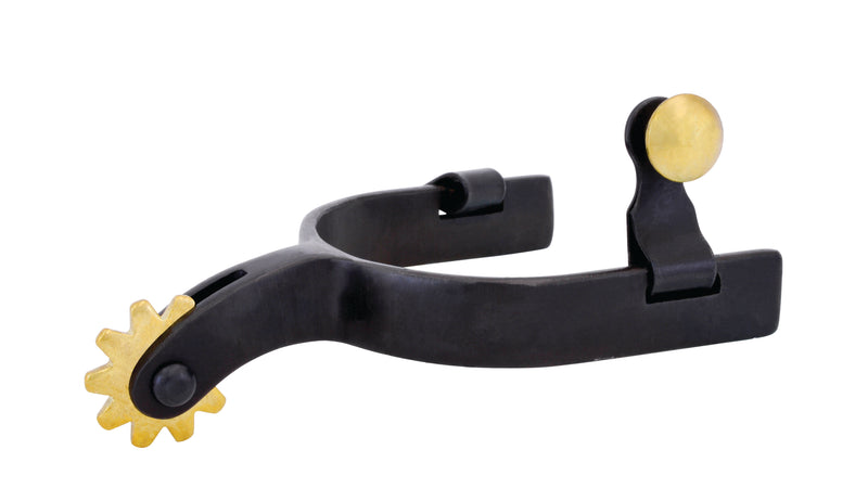 Load image into Gallery viewer, Partrade Cowboy Tack Black Satin Spurs - Youth
