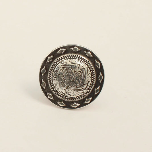 Double S Round Diamond & Floral Scrolling Concho Scarf Slide