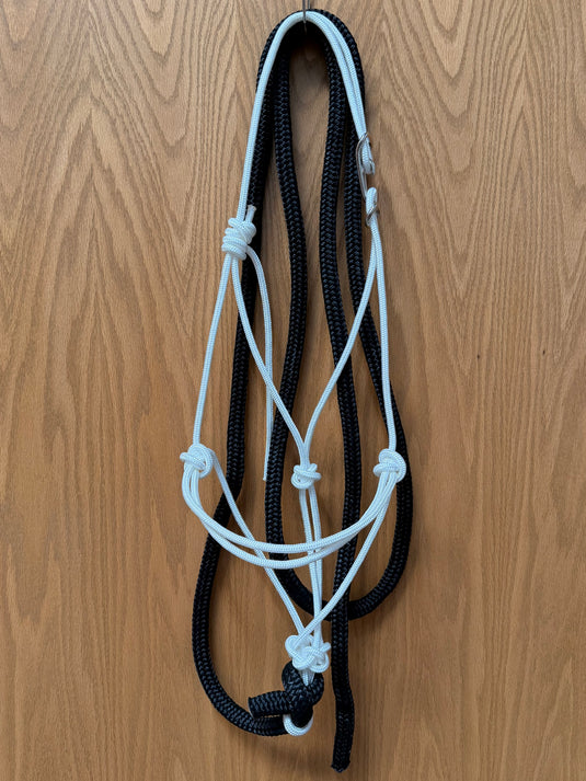 Easy Clip Rope Halter & Lead - White / Black