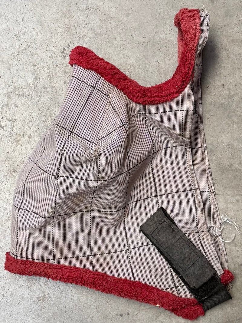 Load image into Gallery viewer, Used Mesh Fly Mask w/o Ears - Gray/Red
