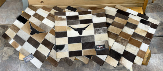 Patchwork Cowhide Pillowcase - Steer Head