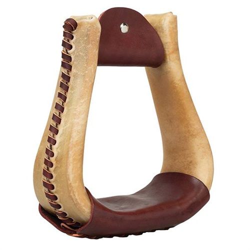 Natural Rawhide Covered Overshoe Visalia Stirrups 3"