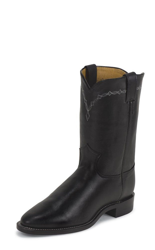 Justin 10" Brock Roper Round Toe Boot - Black
