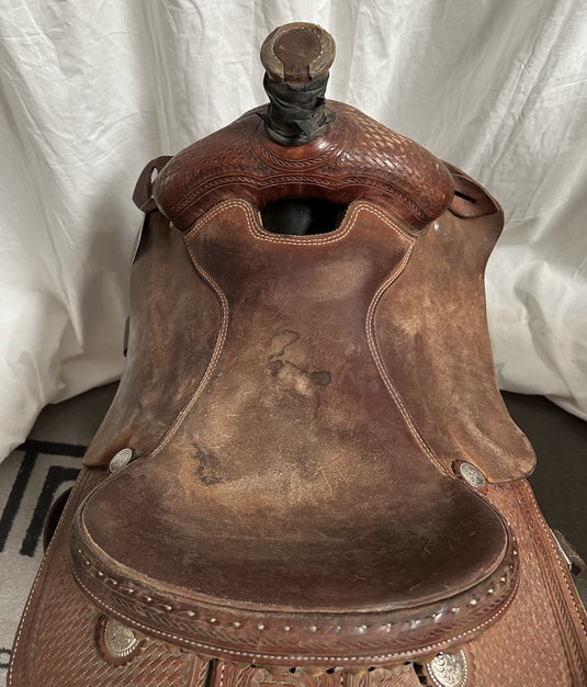 Used J. Stead 1/2 Basket Team Roper Saddle 14"
