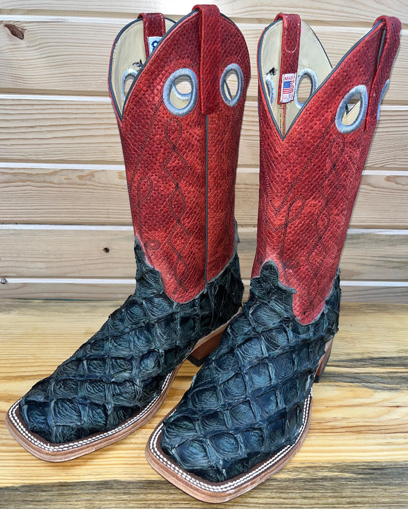 Load image into Gallery viewer, Anderson Bean 12" Big Bass DB Toe Boot - Gray/Red
