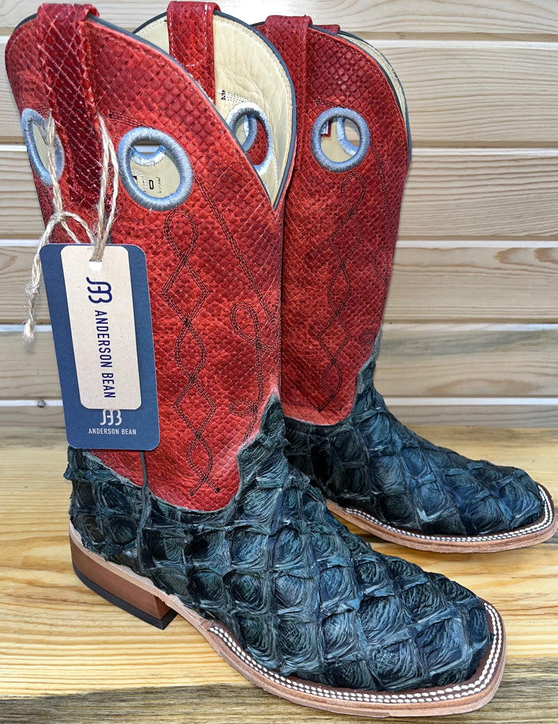 Load image into Gallery viewer, Anderson Bean 12" Big Bass DB Toe Boot - Gray/Red
