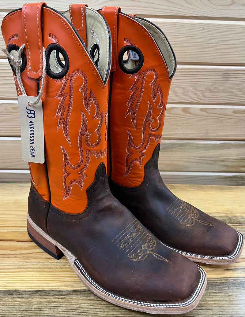 Load image into Gallery viewer, Anderson Bean 12" Elk Butt DB Toe Boot - Saddle/Tangerine
