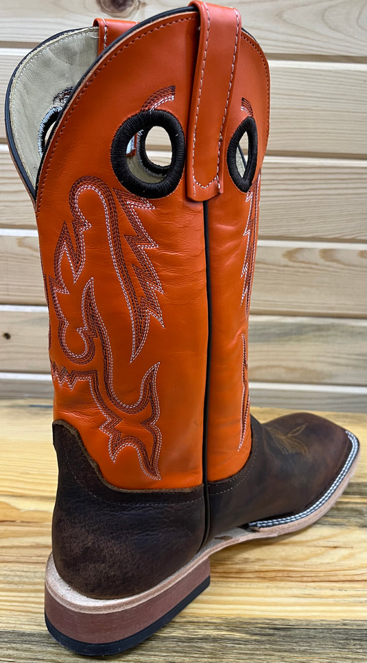 Anderson Bean 12" Elk Butt DB Toe Boot - Saddle/Tangerine