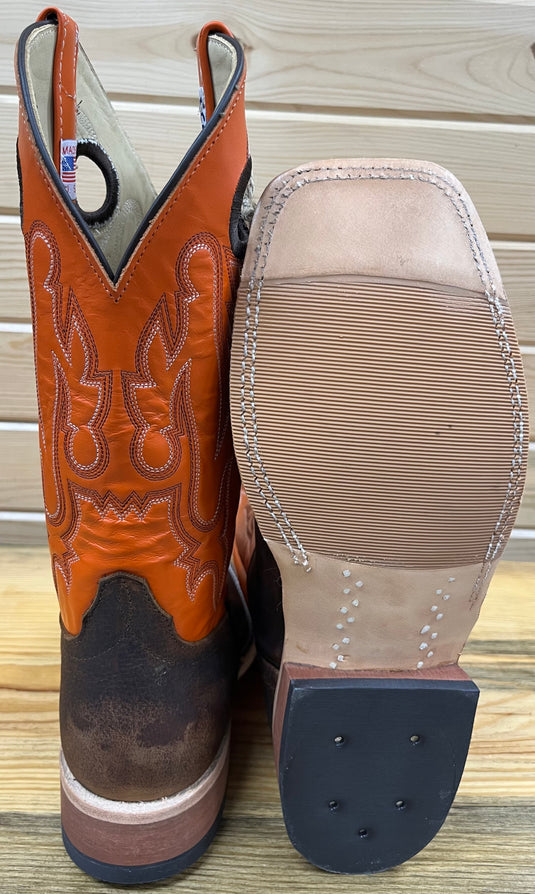 Anderson Bean 12" Elk Butt DB Toe Boot - Saddle/Tangerine