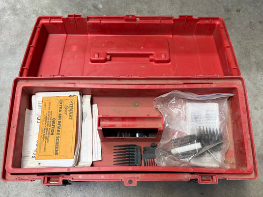 Used Red Toolbox, Stewart Clip Master Clippers, & Oster Clipper Heads