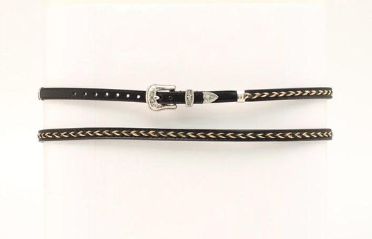 Double S Genuine Braided Horsehair & Leather Hatband - 3/8