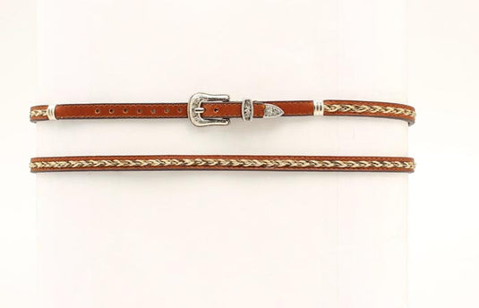 Double S Genuine Braided Horsehair & Leather Hatband - 3/8