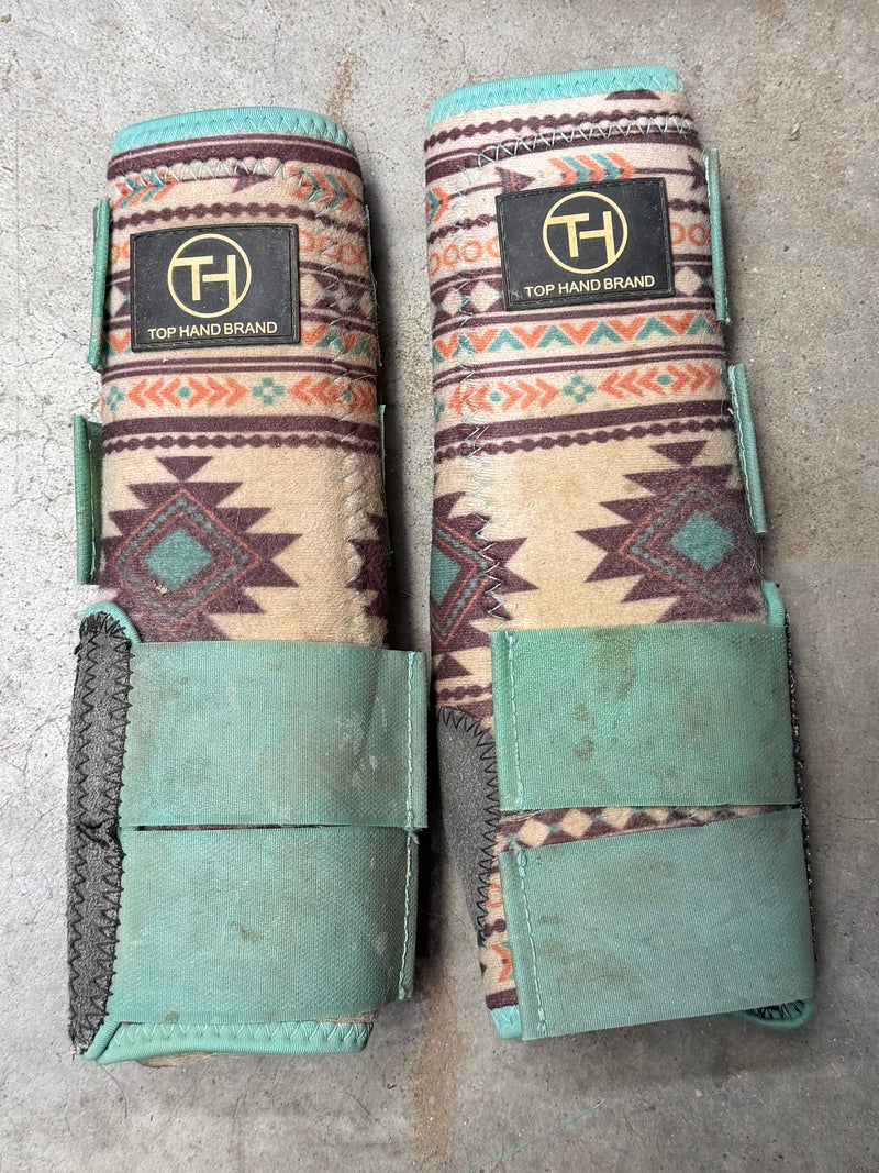 Load image into Gallery viewer, Used Top Hand Brand Protective Boots - White Southwest - Hind - Medium
