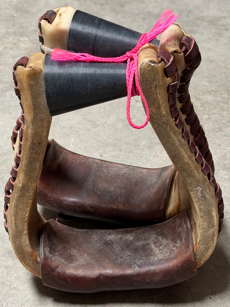 Load image into Gallery viewer, Used Slanted Rawhide Stirrups

