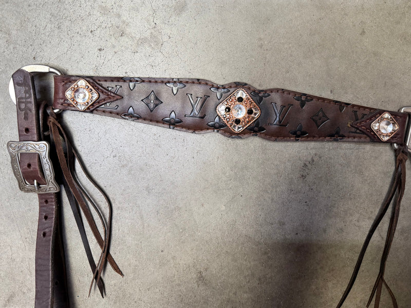 Load image into Gallery viewer, Used Louis Vuitton w/ Fringe &amp; Conchos Breast Collar - 1.5"
