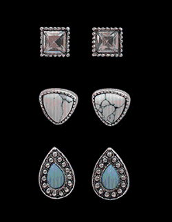 Silver Strike 3 Pair Stud Earrings