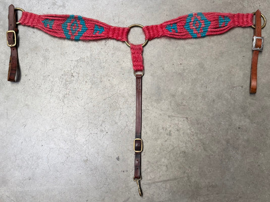 Used Mohair Breast Collar - Red/Turquoise
