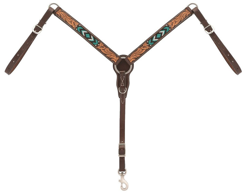 Load image into Gallery viewer, Turquoise Cross 1-1/4" Turquoise Beaded Inlay Pony Breast Collar
