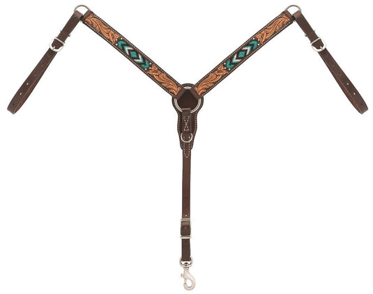 Turquoise Cross 1-1/4" Turquoise Beaded Inlay Pony Breast Collar