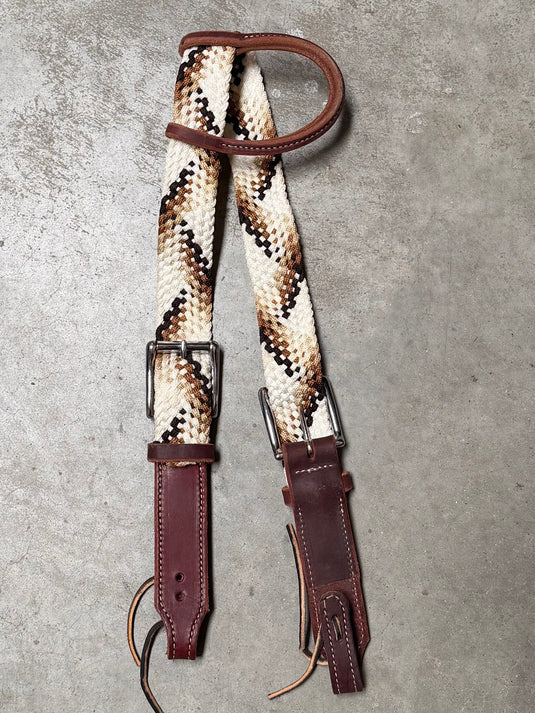 Used One Ear Adjustable Woven Headstall - White/Browns
