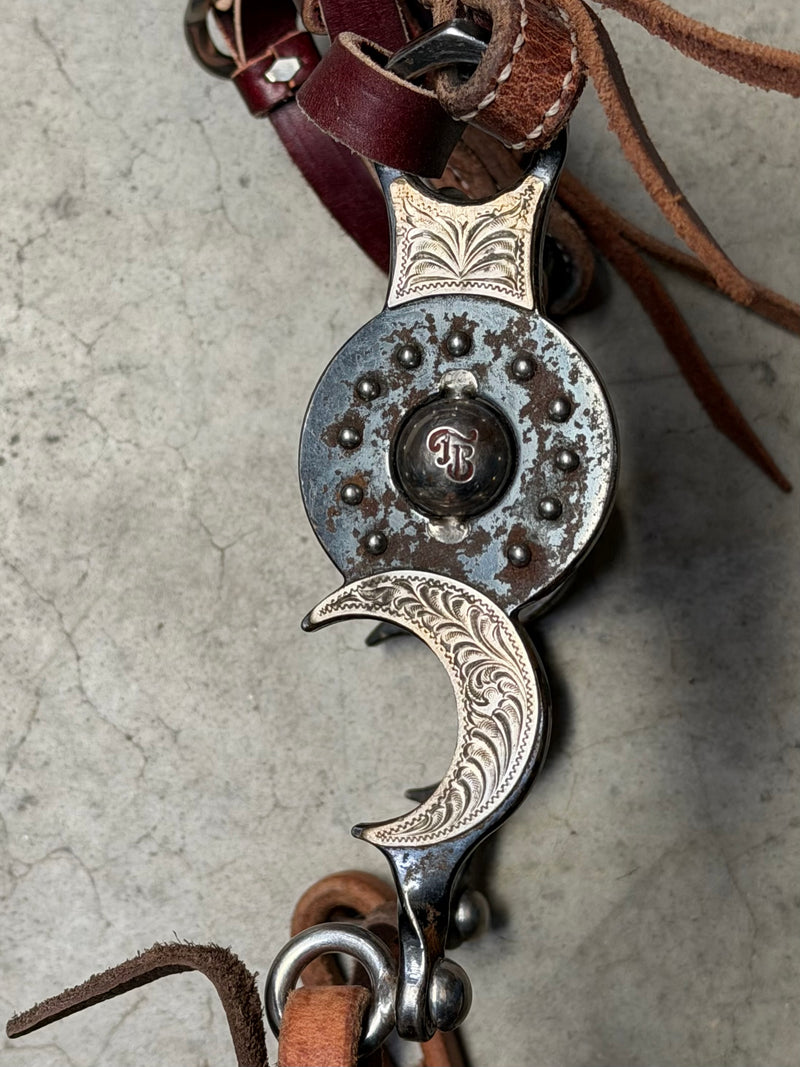 Load image into Gallery viewer, Used One Ear Headstall, Balding Short Santa Barbara Verona w/ Roller Bit, Split Reins
