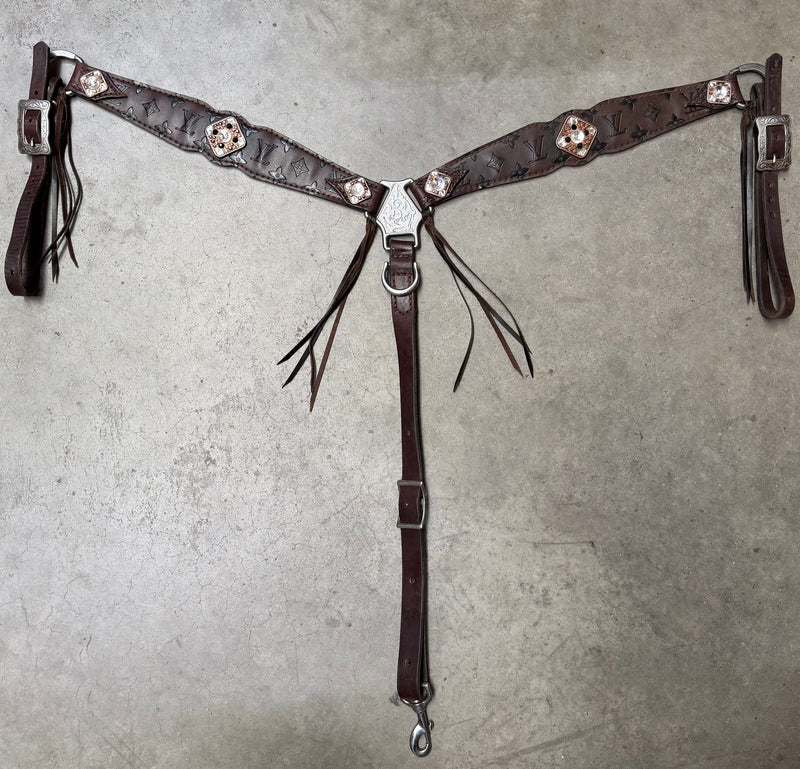 Load image into Gallery viewer, Used Louis Vuitton w/ Fringe &amp; Conchos Breast Collar - 1.5"
